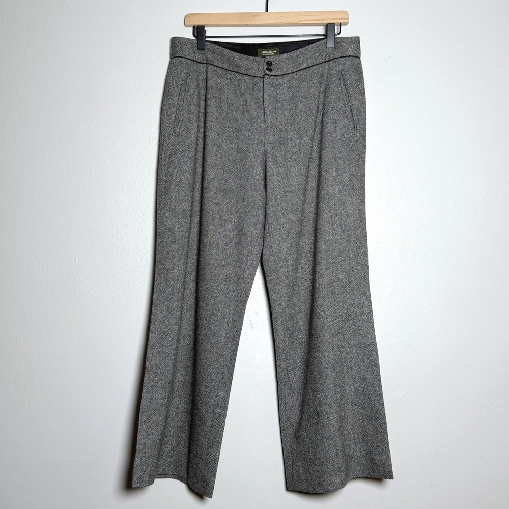 Eddie Bauer Womens‎ Blakely Fit Trouser Pant 10P Black Gray Wool Academia Office